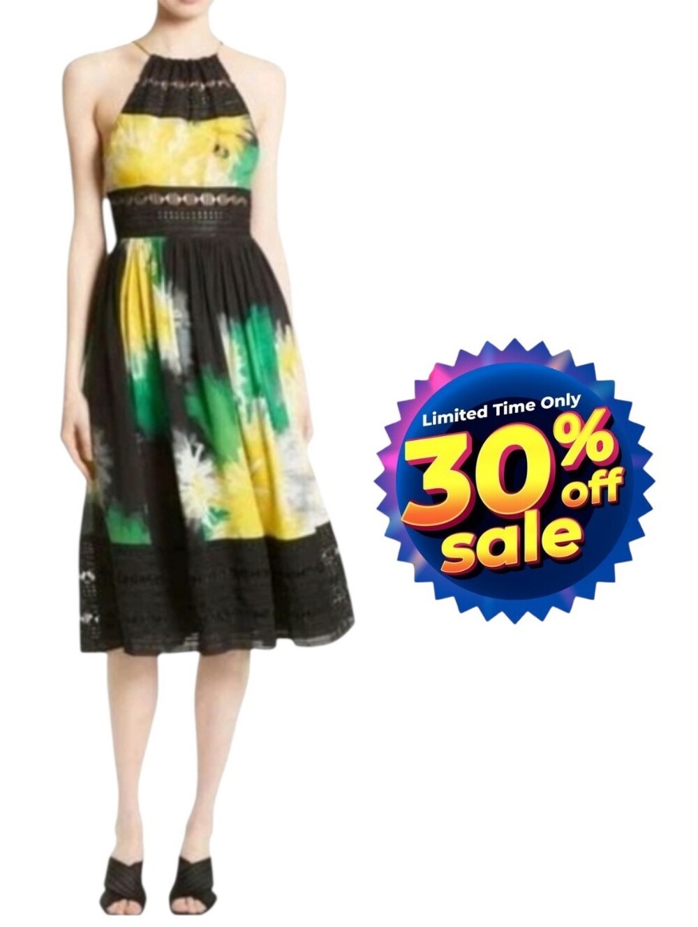 Anthropologie Tracy Reese Floral Summer A- LineMidi Dress Sz 6